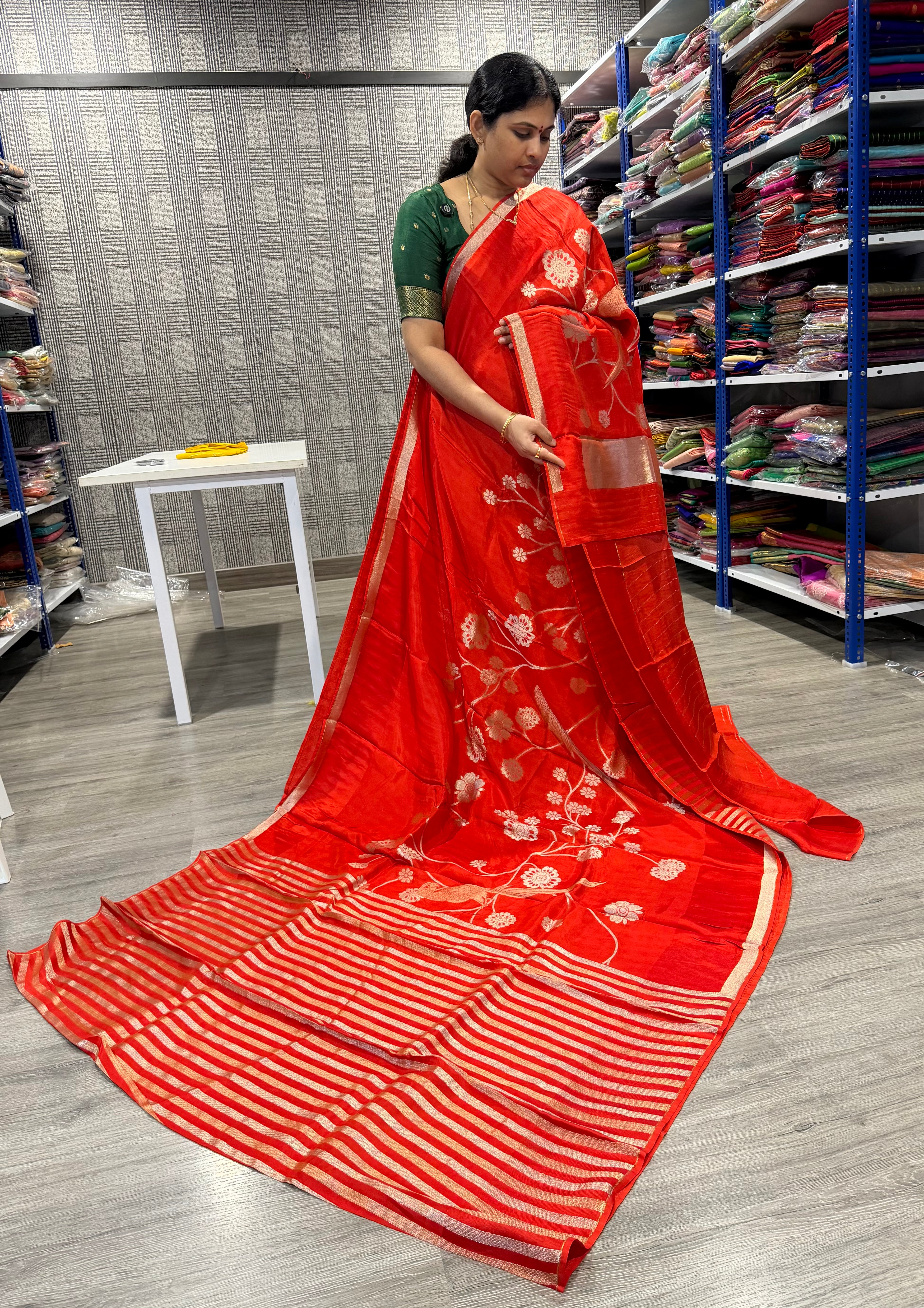 CP-42 Red colour Paithani crep saree