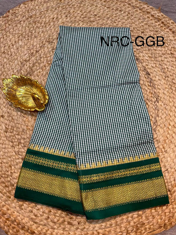 Nrc-ggb semi Narayanpet green n white checks n green border