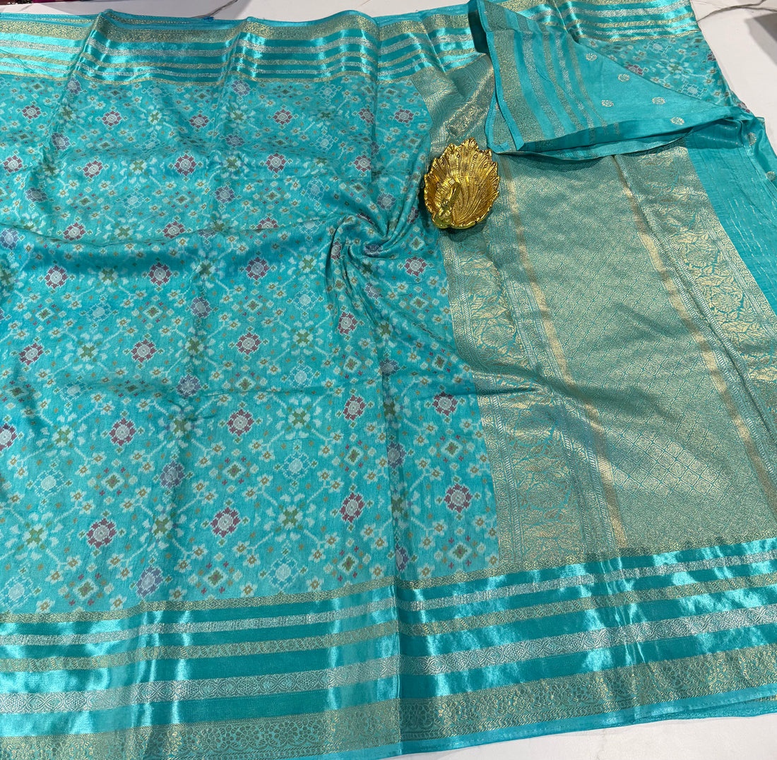 PT-46 sky blue crep patola saree