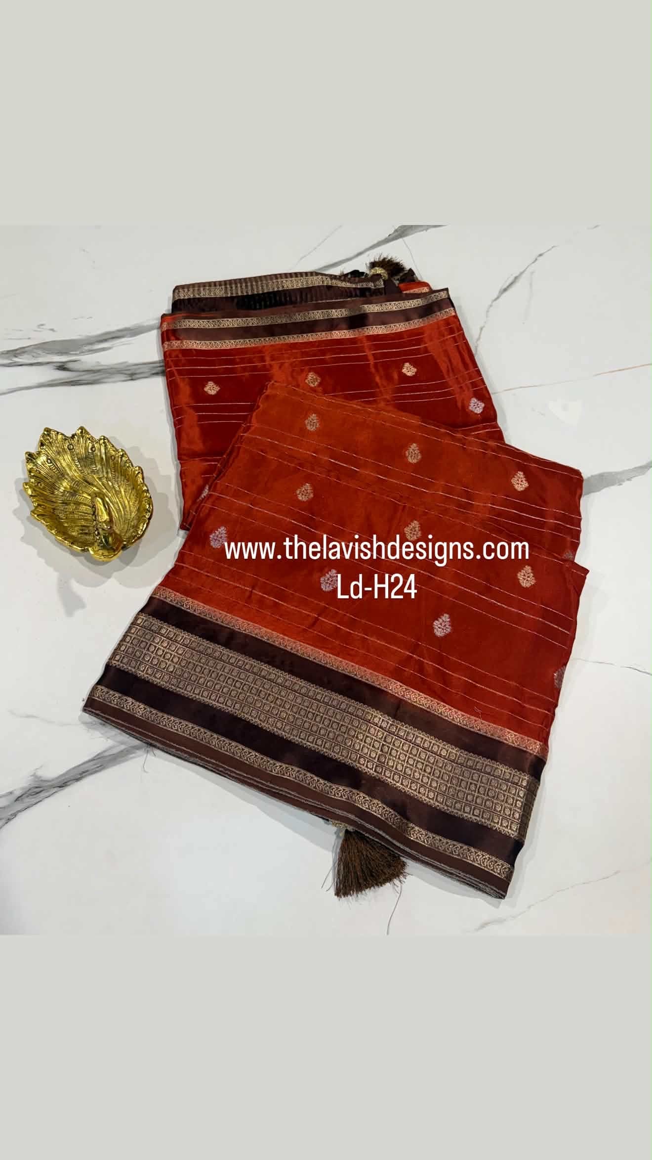 Ld-H24 Mysore semi crepe Rust-orange n brown
