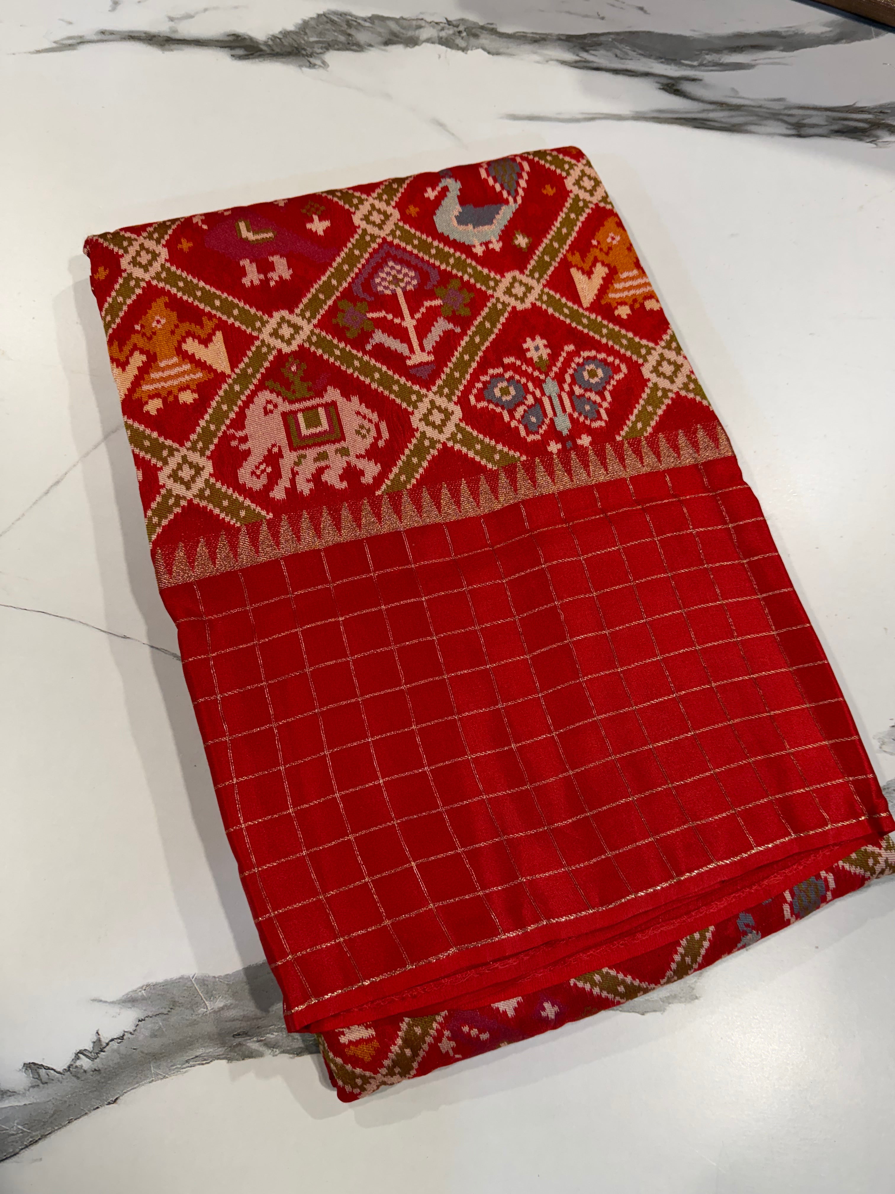 PT-A6 red colour Patola saree