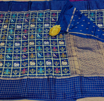 PT-475 Navi blue patola moonga crep saree