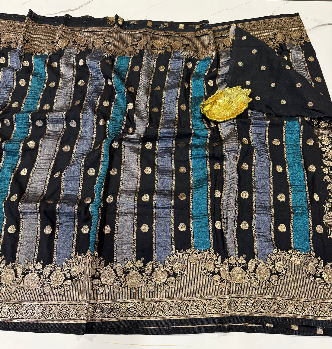 KR-1949 Black Rangkart kaddi georgette saree