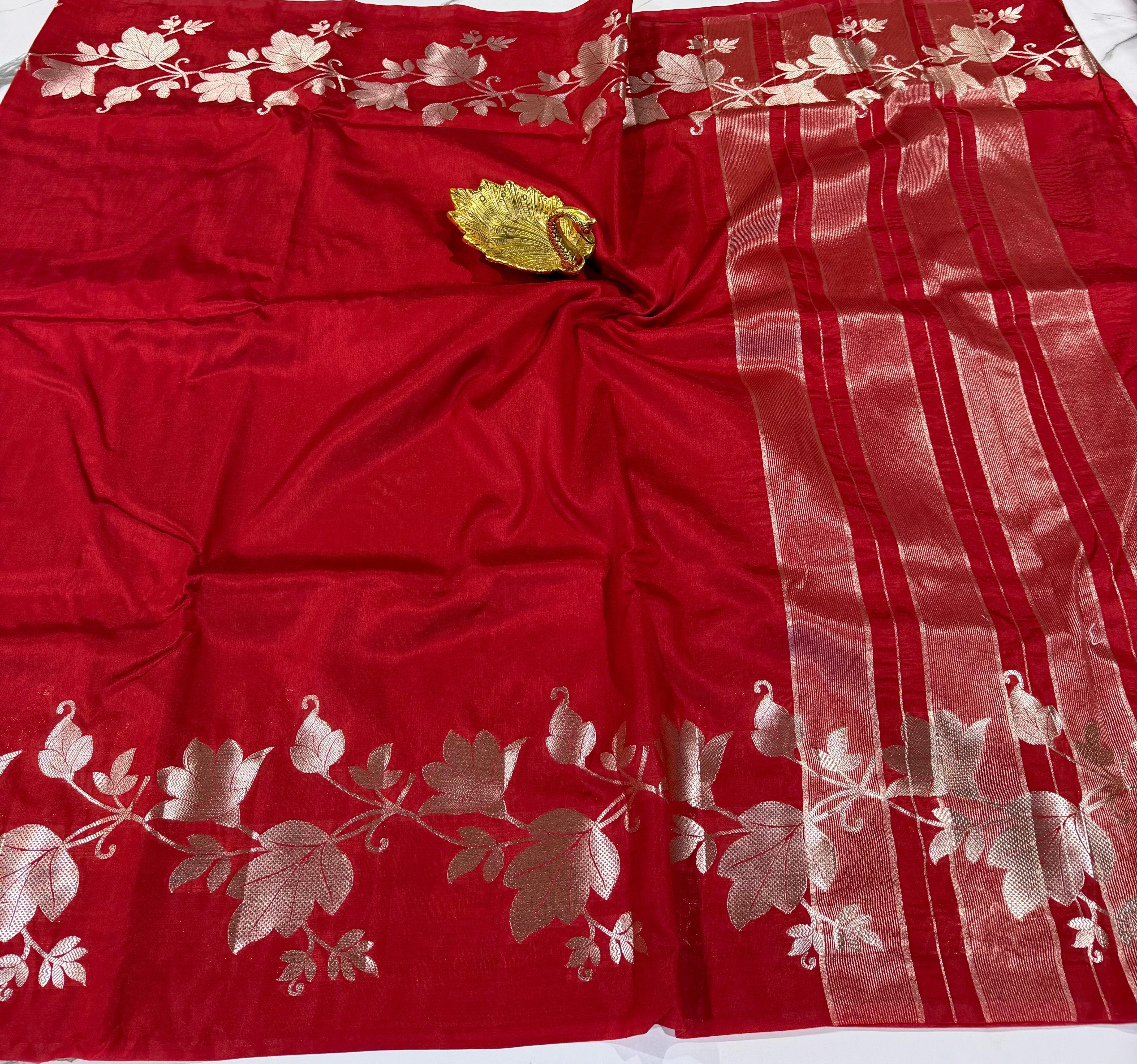 LD-RJ1799 Red semi Kora jamdani ❤️saree