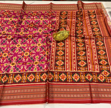 LD-1399 Rudraksha borders spun Patola pink saree