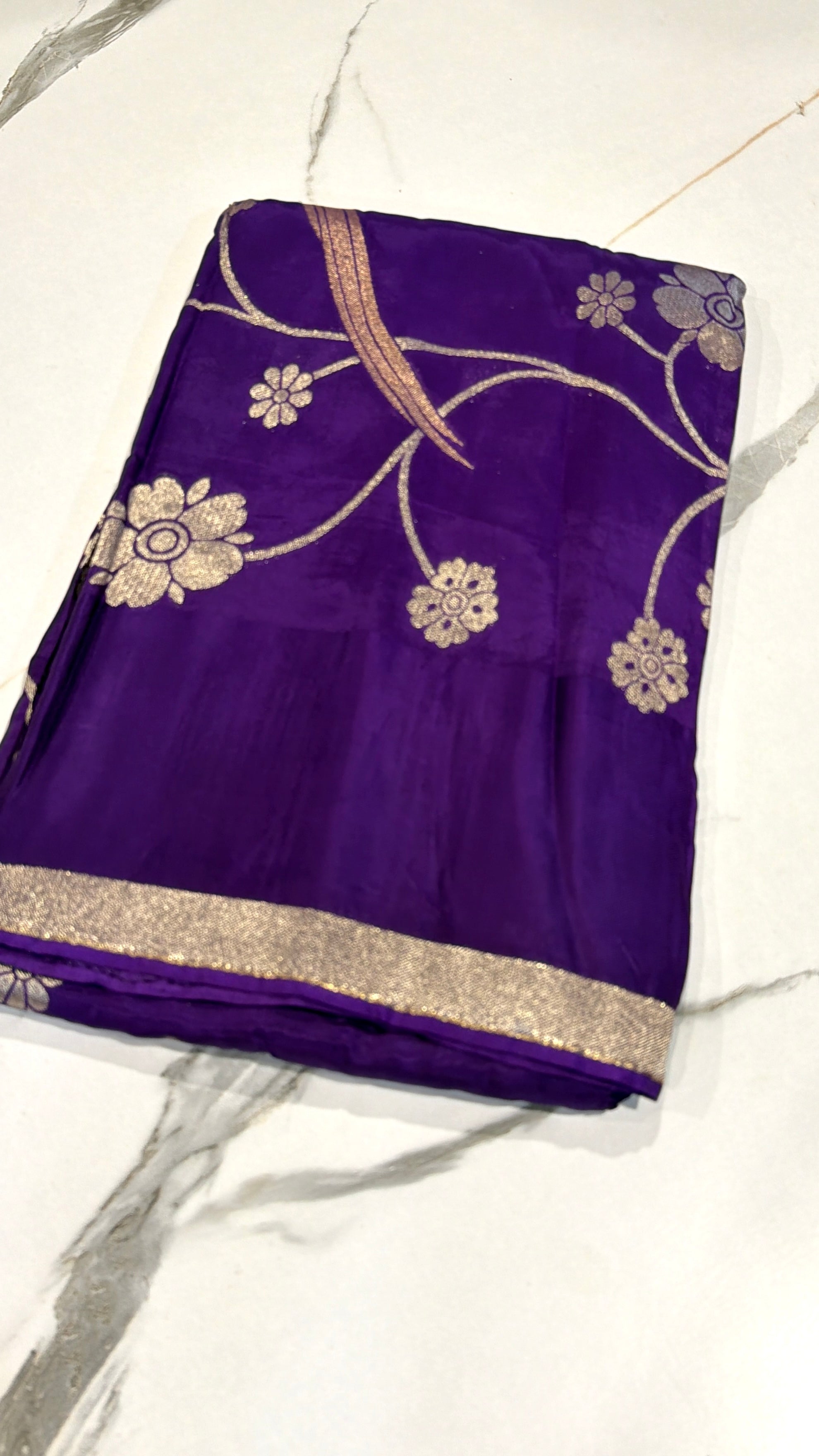 CP-42 violet colour Paithani crep saree