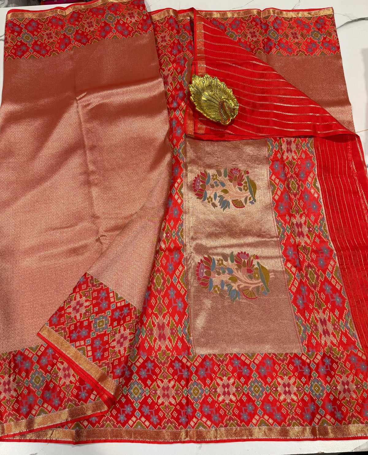 TP-6400 Red colour Fusion Patola  saree