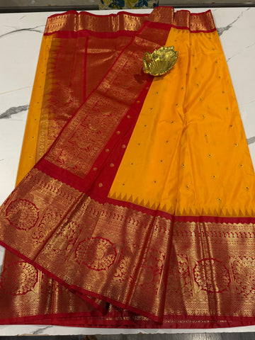 VG2 semi Gadwal yellow and red border saree