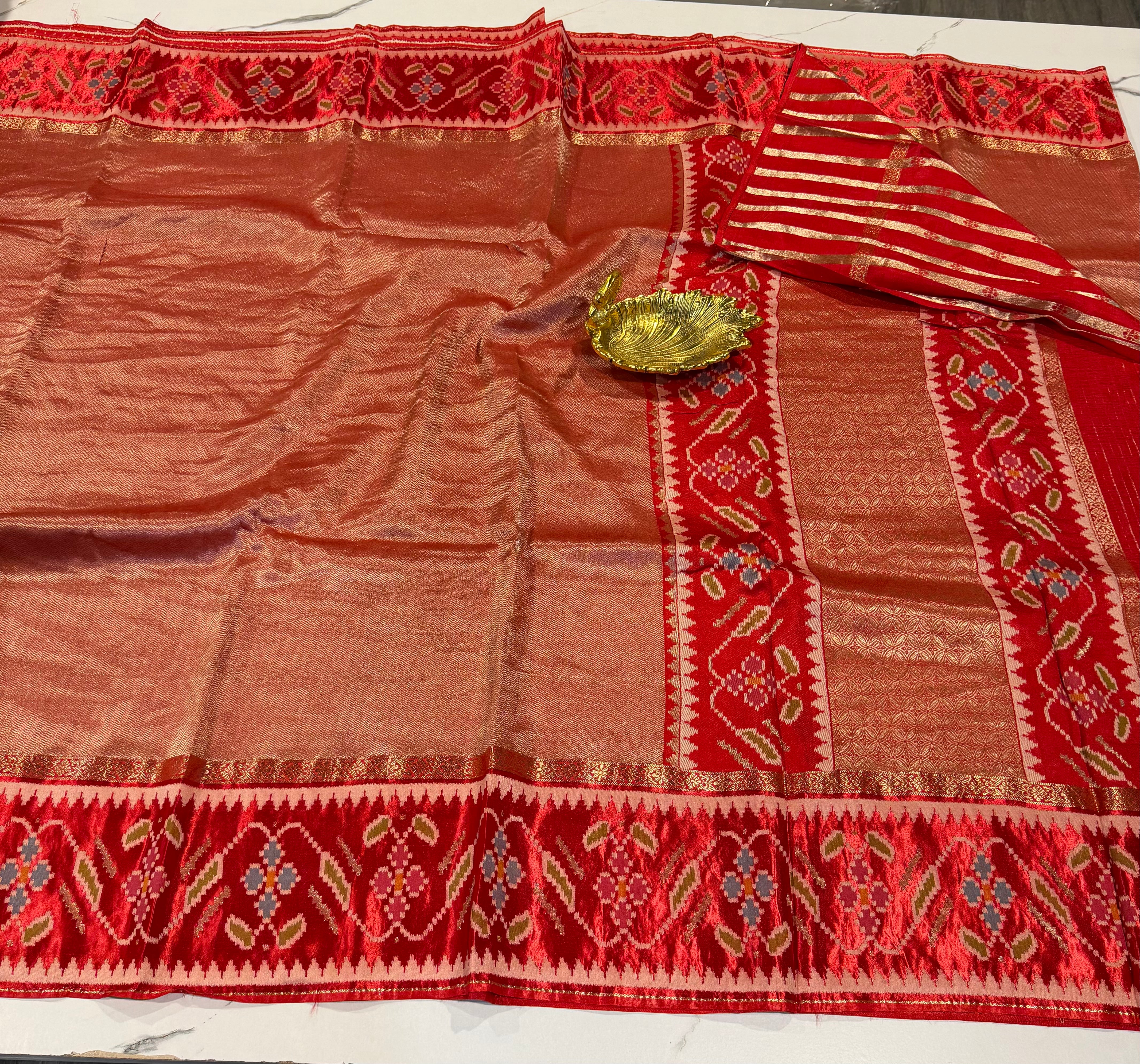 TP-51 Red colour kanchi tissue saree