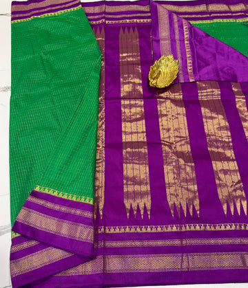 LD-NG25
 green and purple border saree