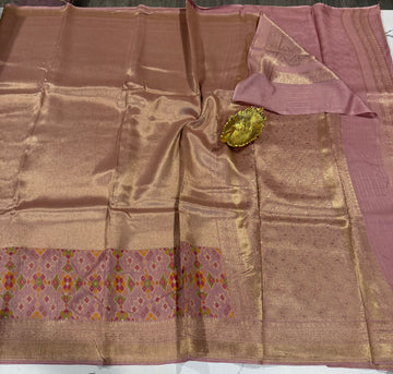 P-5400onion pink colour tissue Patola saree