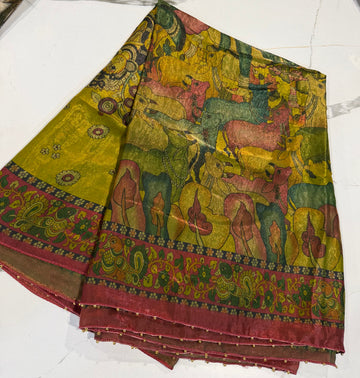 LD-SK sampangi n tomato Fusion space silk sarees