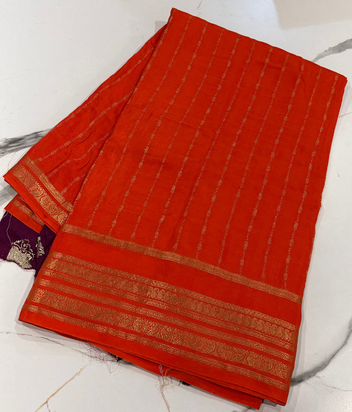 MB-2500 Orange Benny crepe saree
