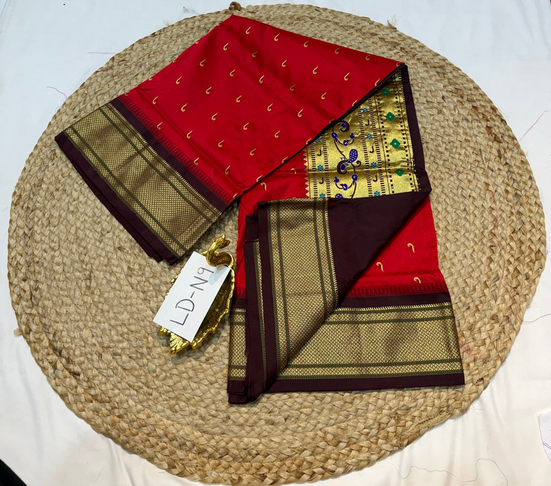 Narayanpet semi pattu saree  Ld-N9 Red n brown