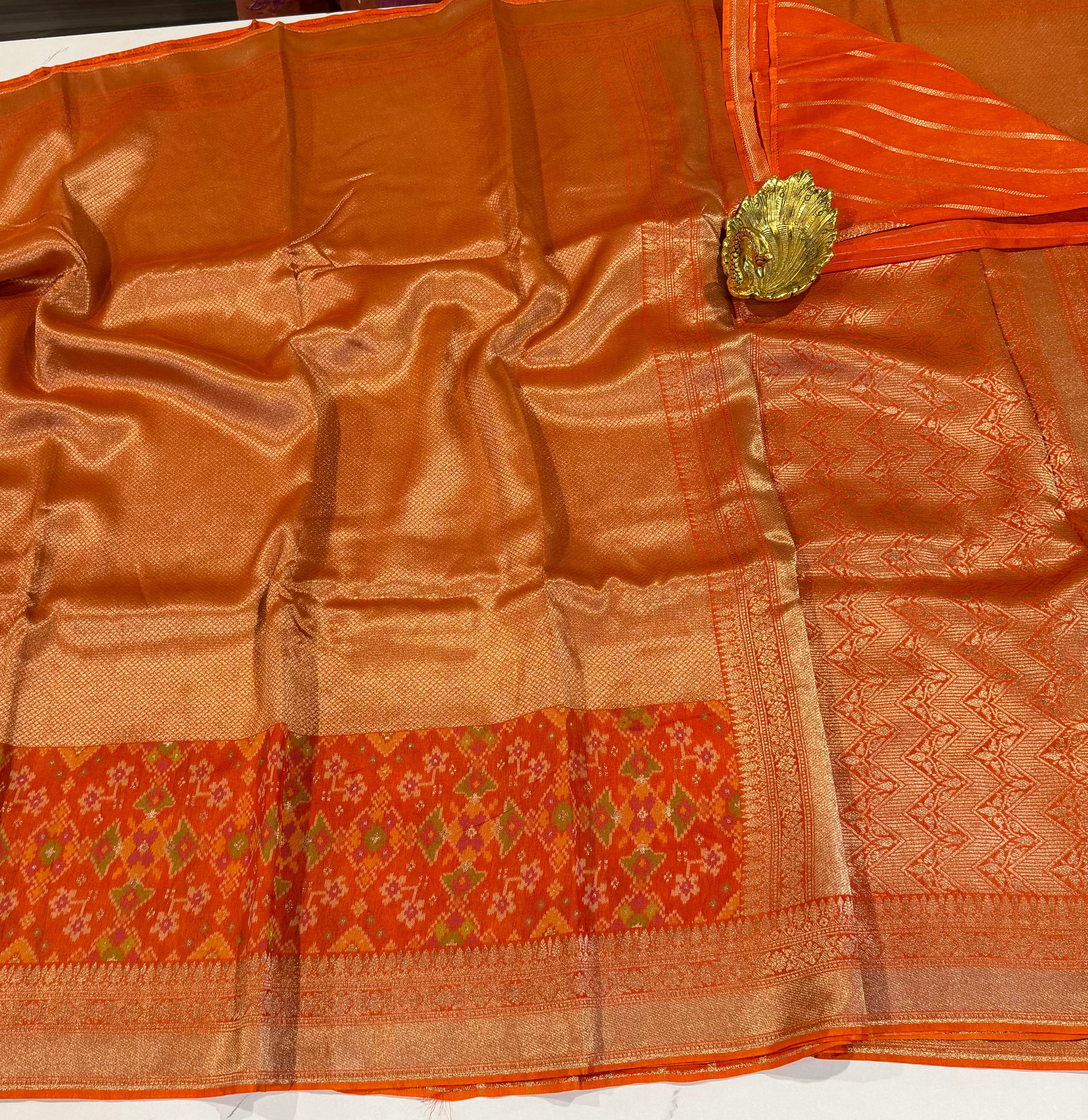 P-5400 orange colour tissue Patola saree