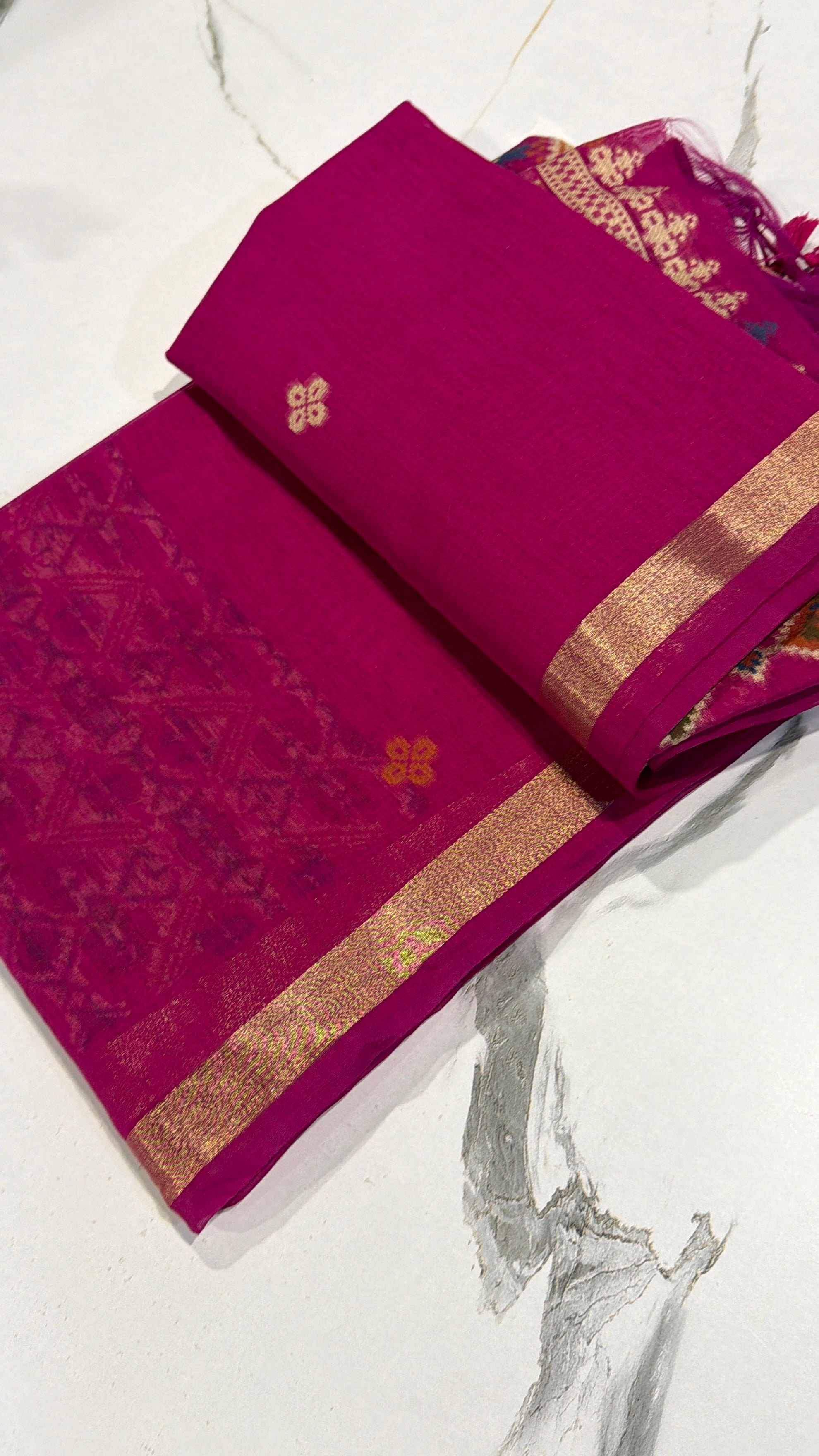 LP-19 Ranipink colour patola Linen jamdani saree