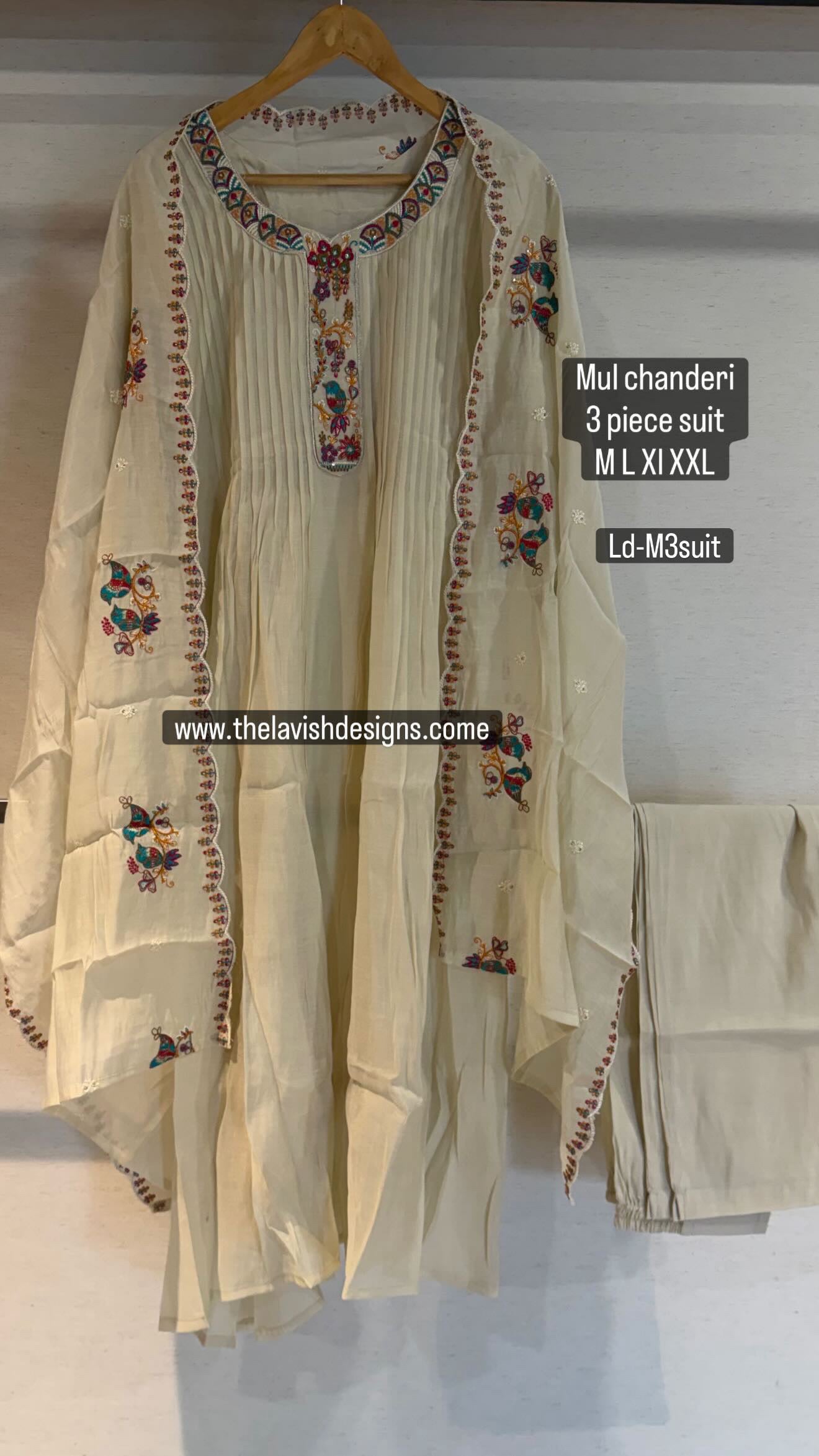 Mul chanderi cream colour Ld-M3 suit