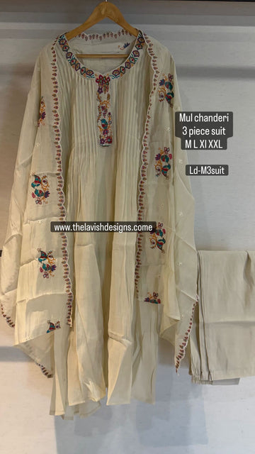 Mul chanderi cream colour Ld-M3 suit