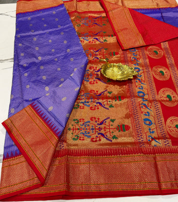 LD-SN35 
dark lavender colour and red border saree