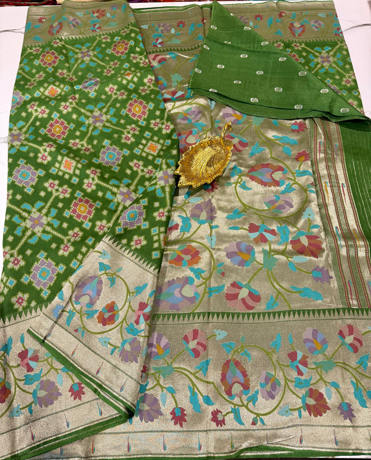 PZ-5999 Green Fusion Patola paithani saree