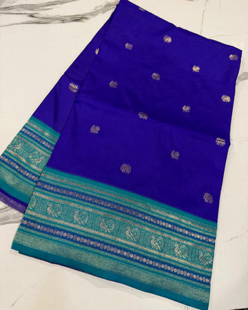 SNP-1499 Dark blue  n Rama  saree