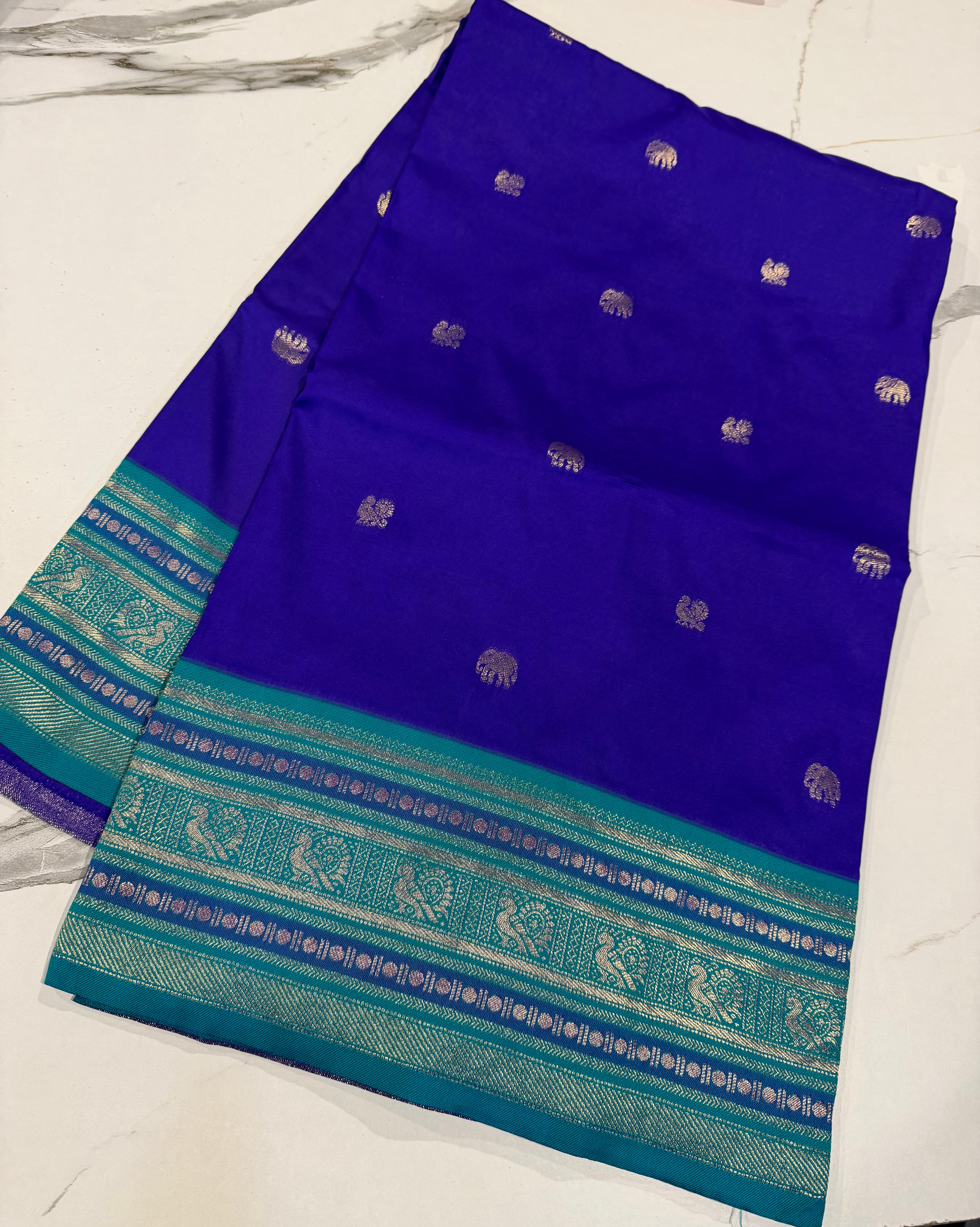 SNP-1499 Dark blue  n Rama  saree