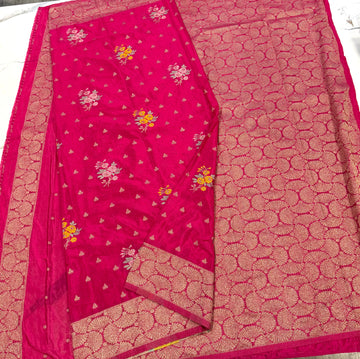 Bz-1850 Ranipink benny crepe saree