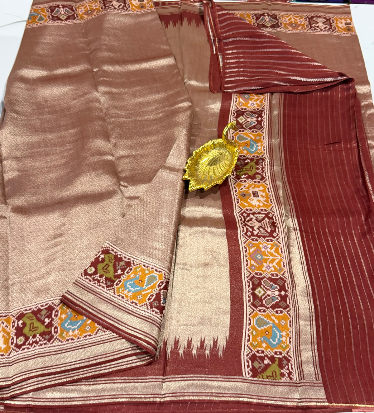 P-4900 Brown Patola tissue saree