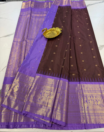 VG2 semi gadwal brown and lavender border saree