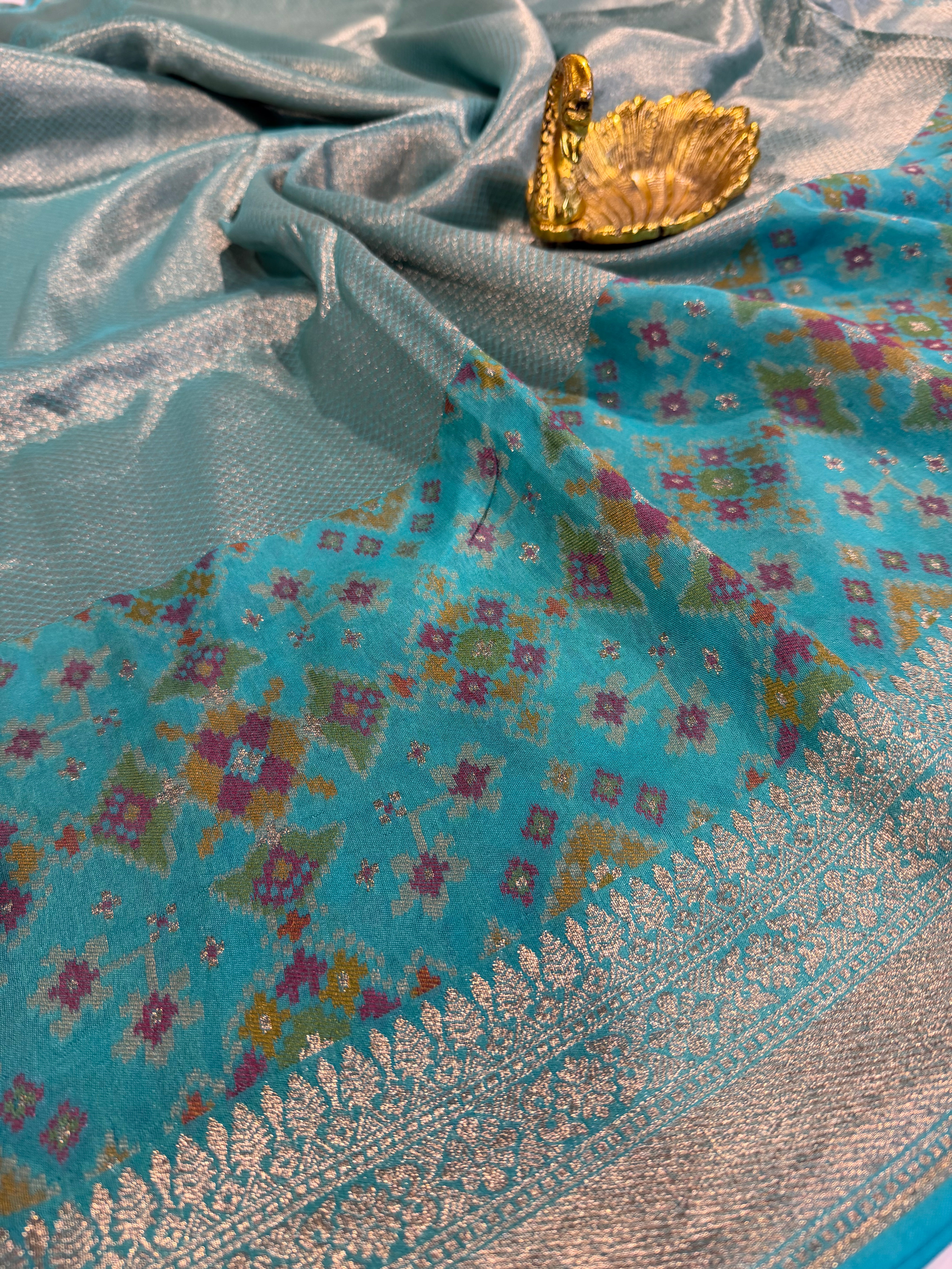 P-5400 sea blue tissue Patola saree