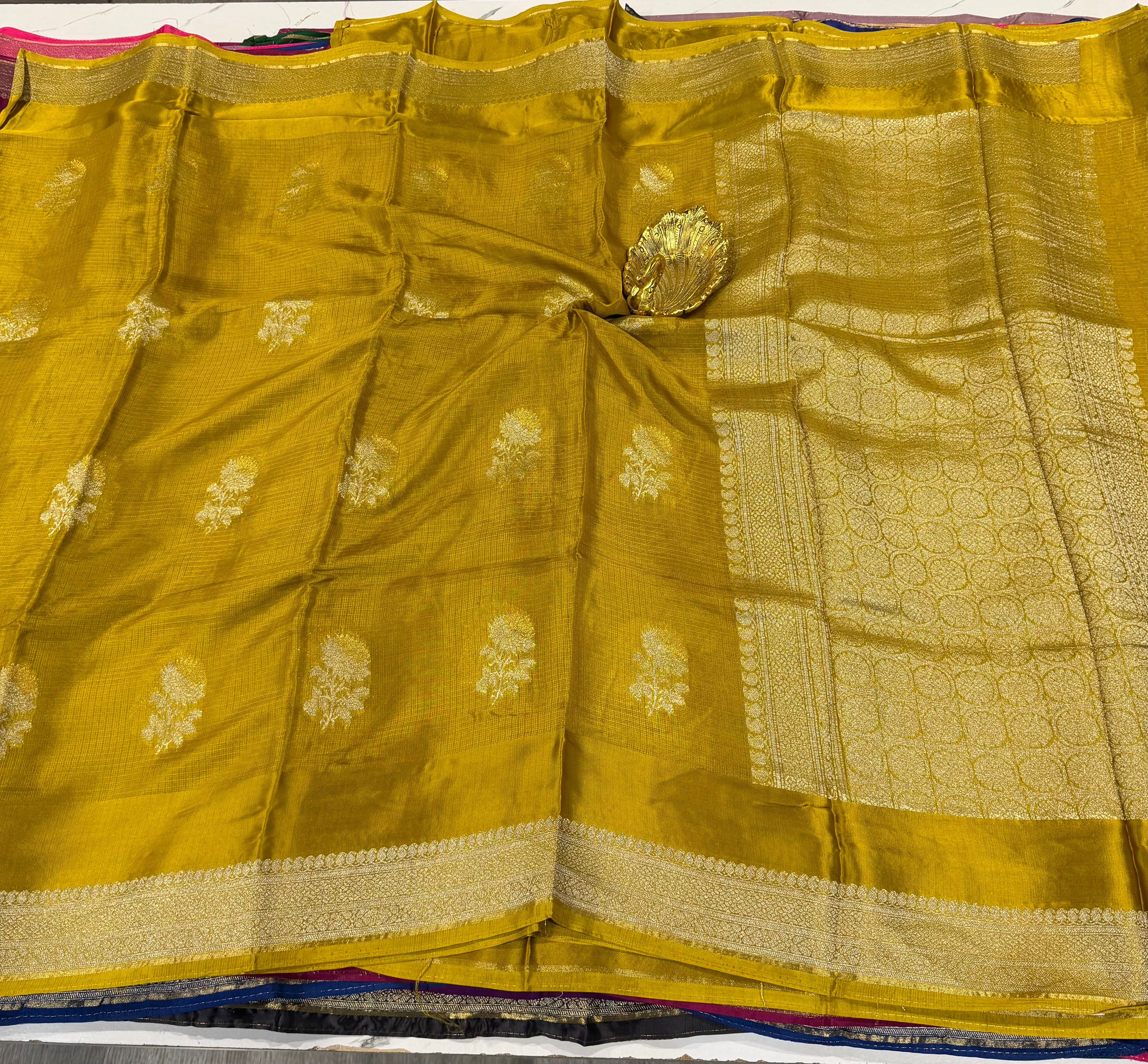 LD-M4k
Mustard yellow colour Manipuri Kota silk saree