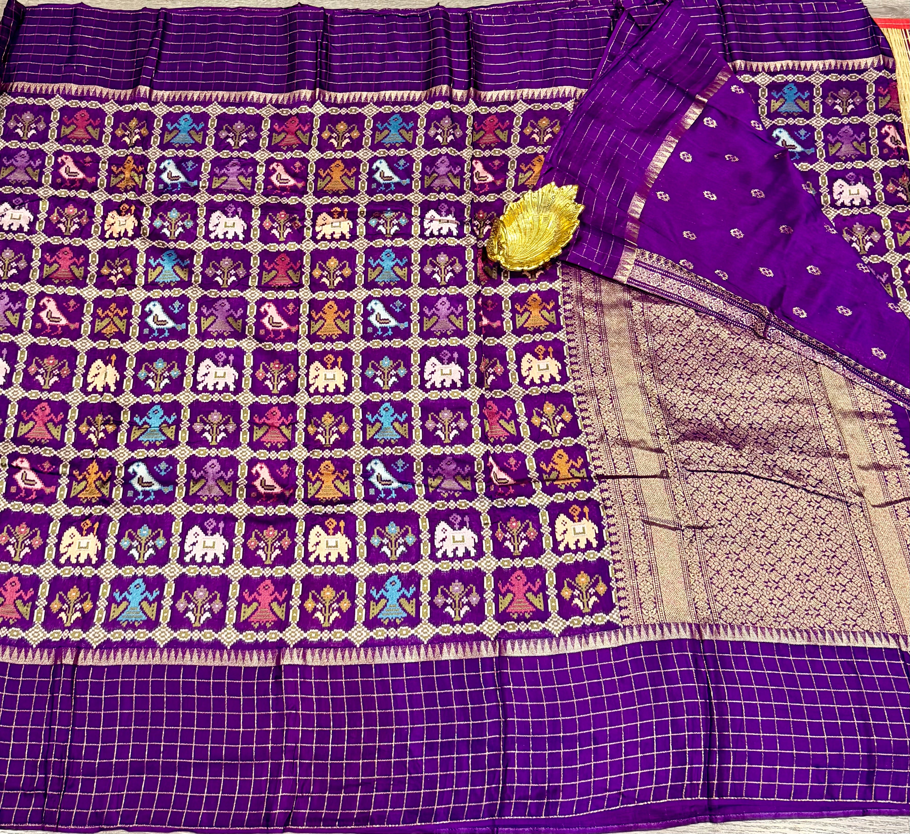 PT-475 purple patola moonga crep saree