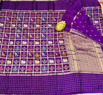 PT-475 purple patola moonga crep saree