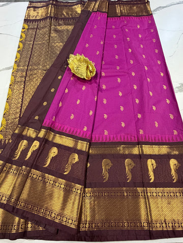MS-2501  Magenta n brown Muniya gadwal saree