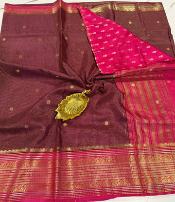 VKC2149- wine n pink Brdr Vintage Kanchi saree