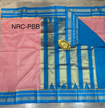 LD-N22 Narayanpet Checks Semi pink n blue with  border