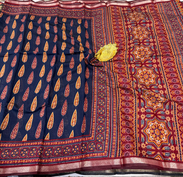 Navy blue saree Mashru mangalagiri