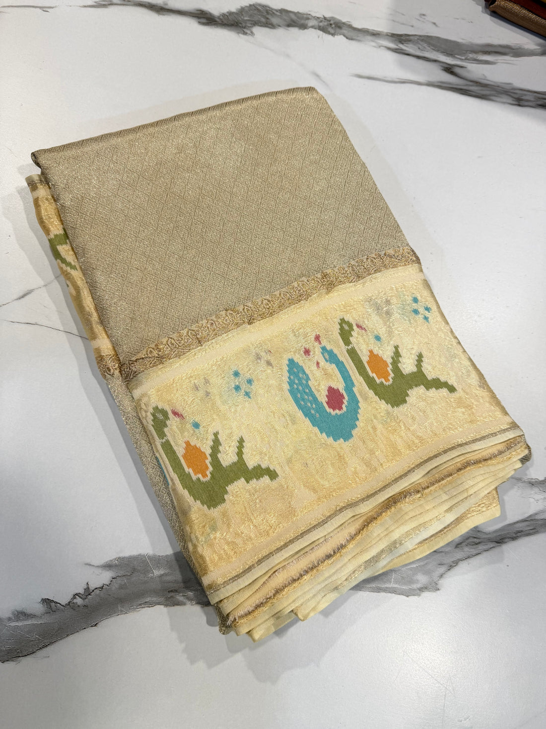 KT-5  cream colour kanchi tissue saree