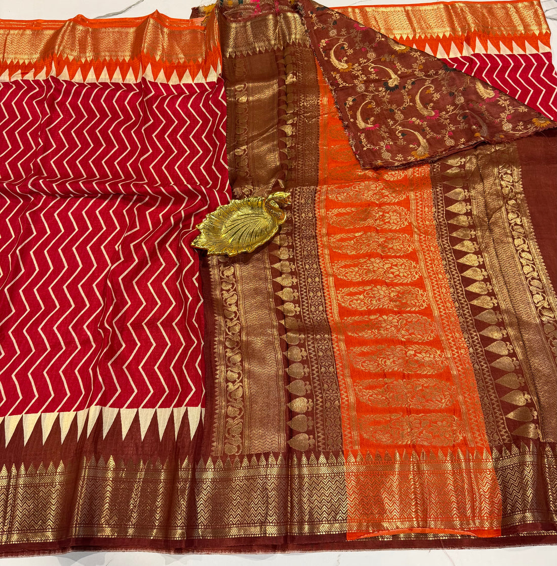 LD-2650 Ganga Jamuna saree maroon colour