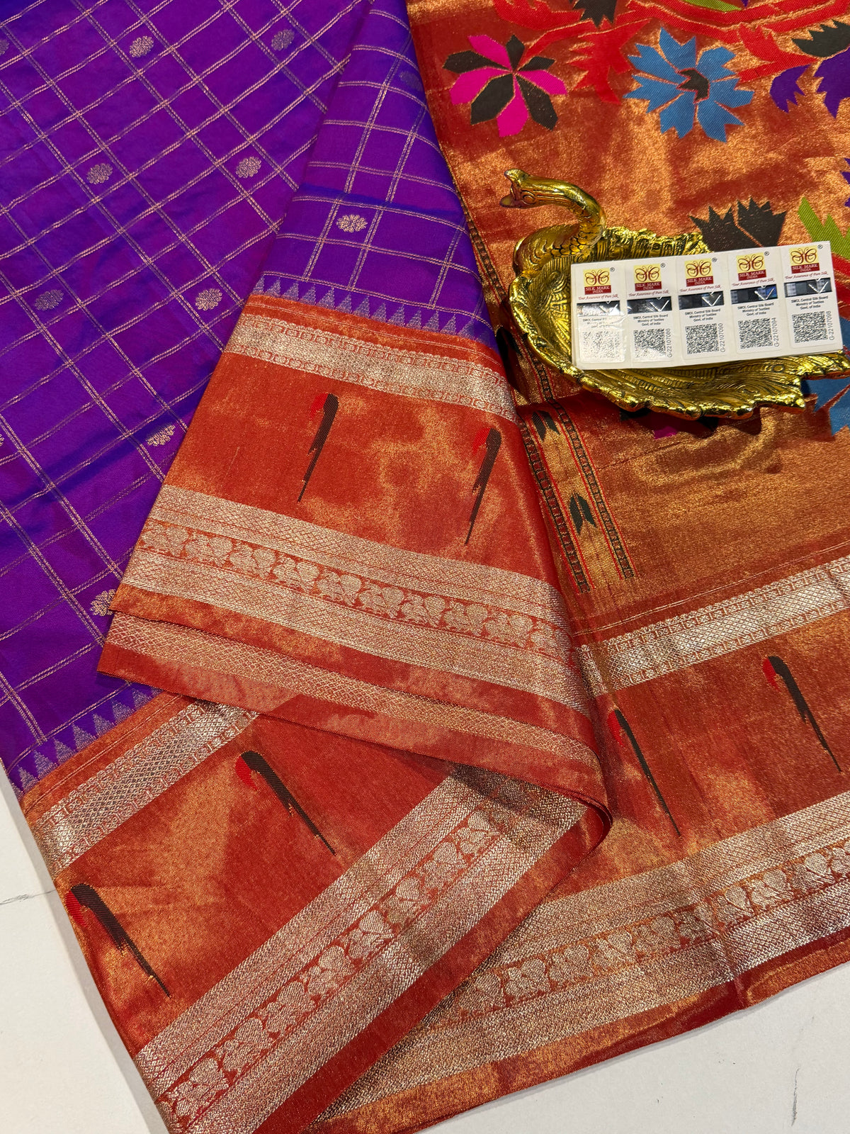 TMS-168 Purple Pure gadwal tissue saree