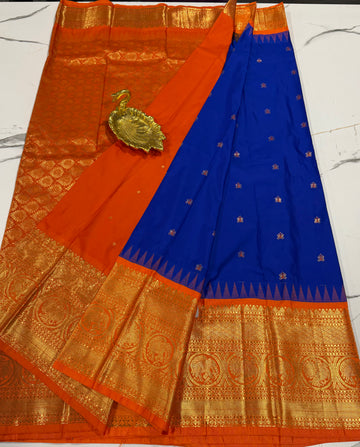 VG2 semi Gadwal purple and orange saree