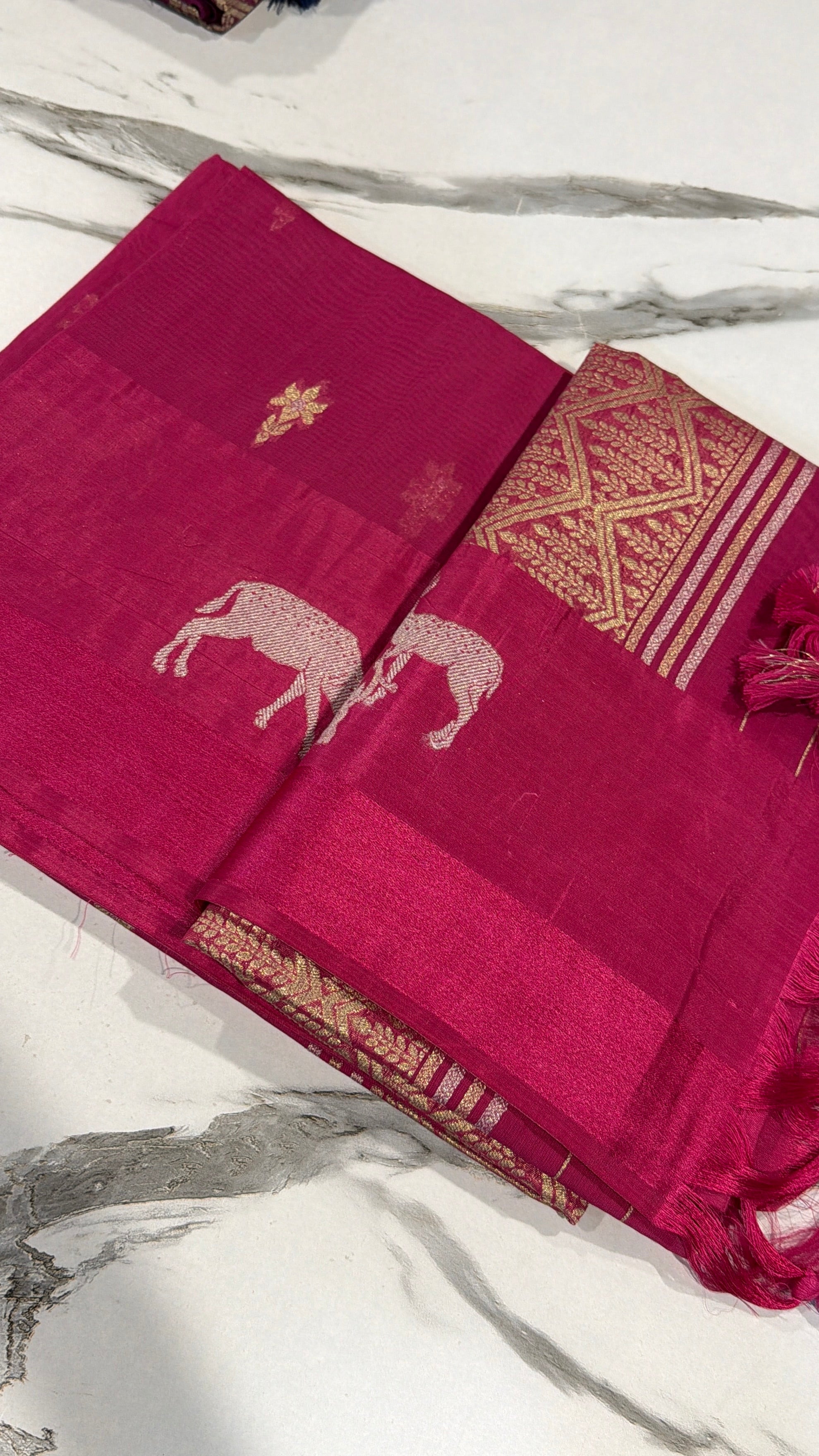 CR-21 Ranipink Kora jamdani semi sarees