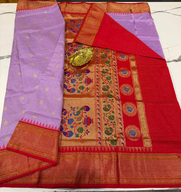 LD-NG25 lavender and red border saree