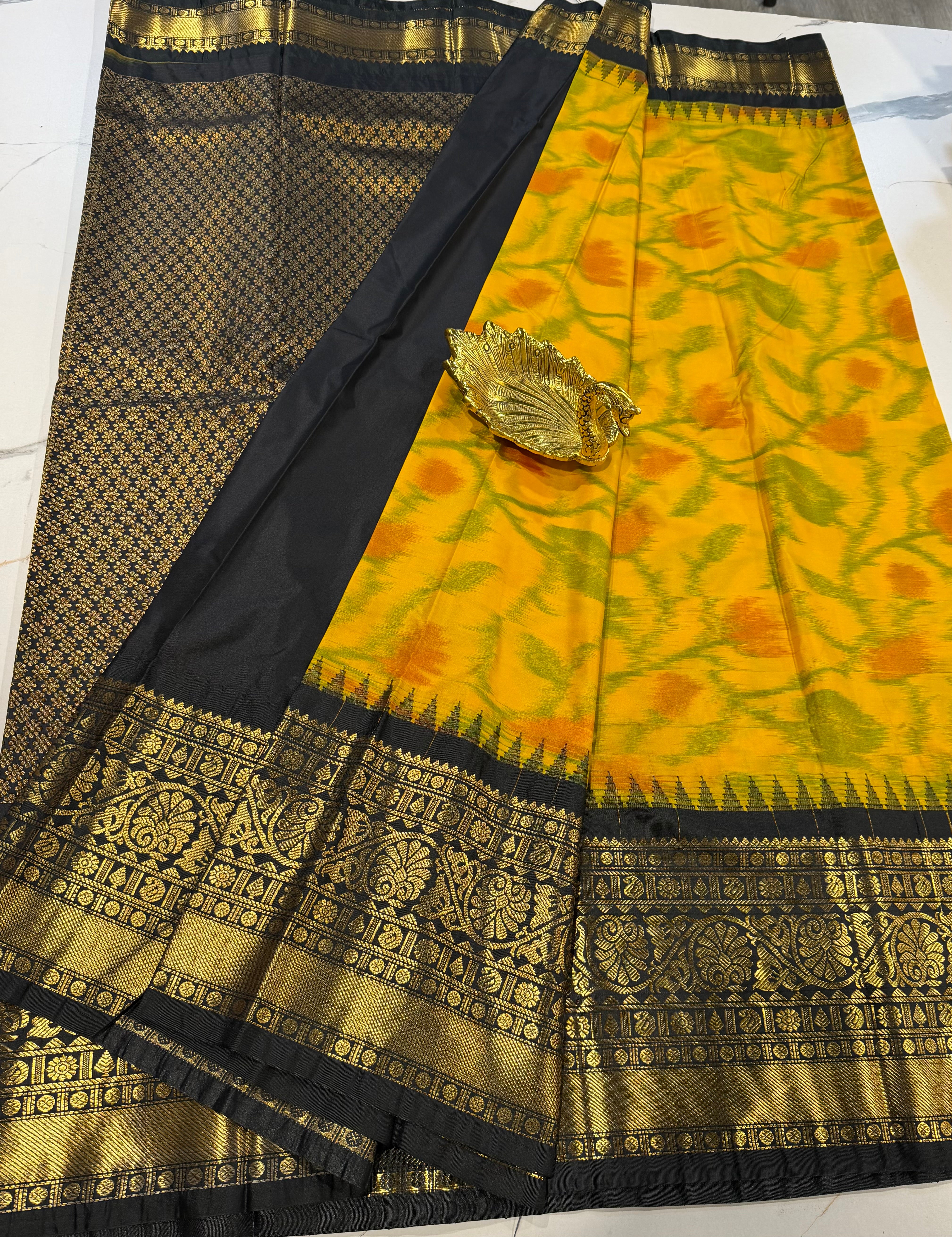 GP-3100 yellow  Pochampally prints saree