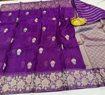 KM-47 violet  saree Manipuri Kota silk