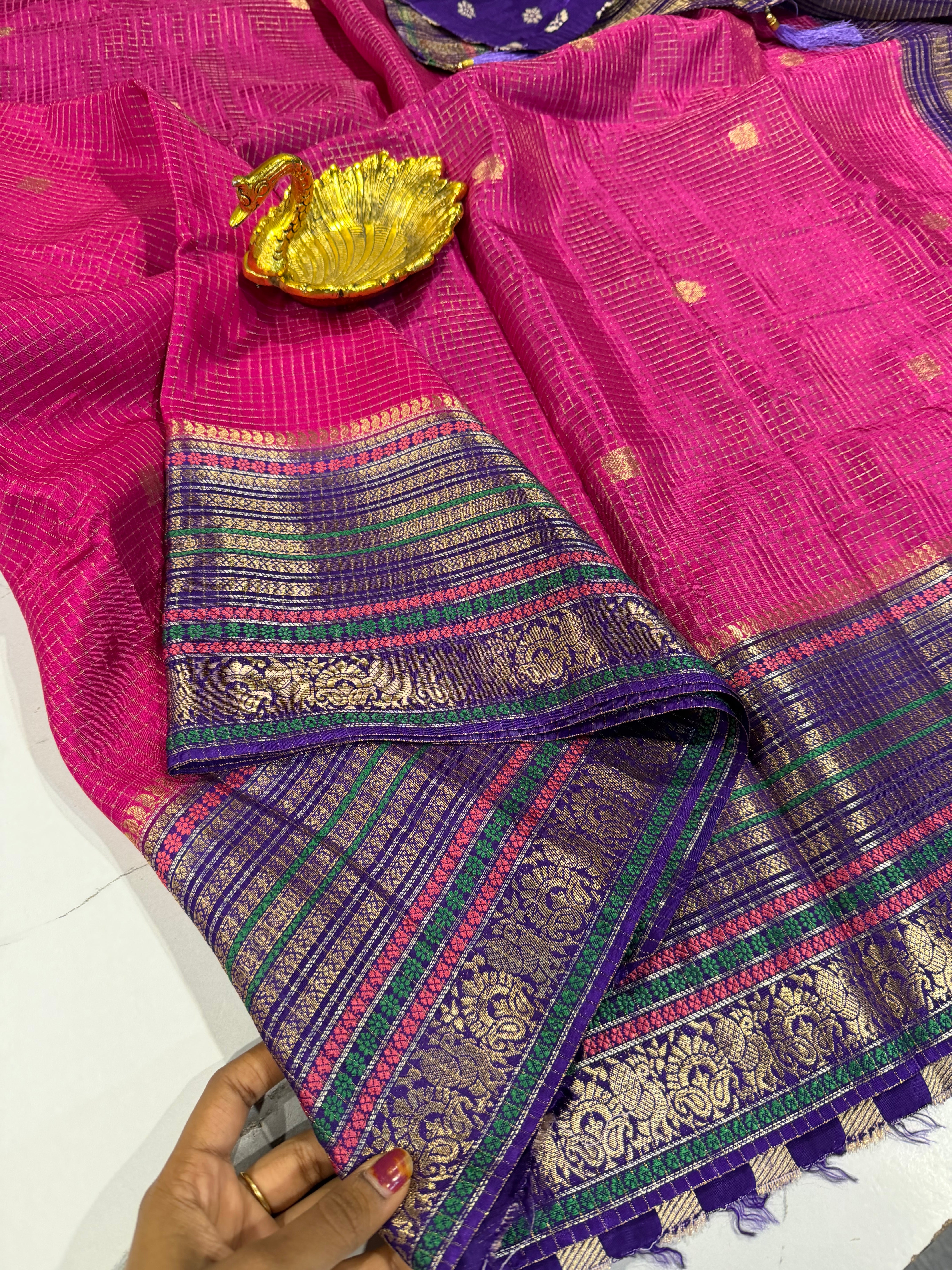 VN-2450 pink n violet vintage Narayanpet saree