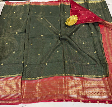 VKC2149BB- dark green n maroon Kanchi Brdr saree