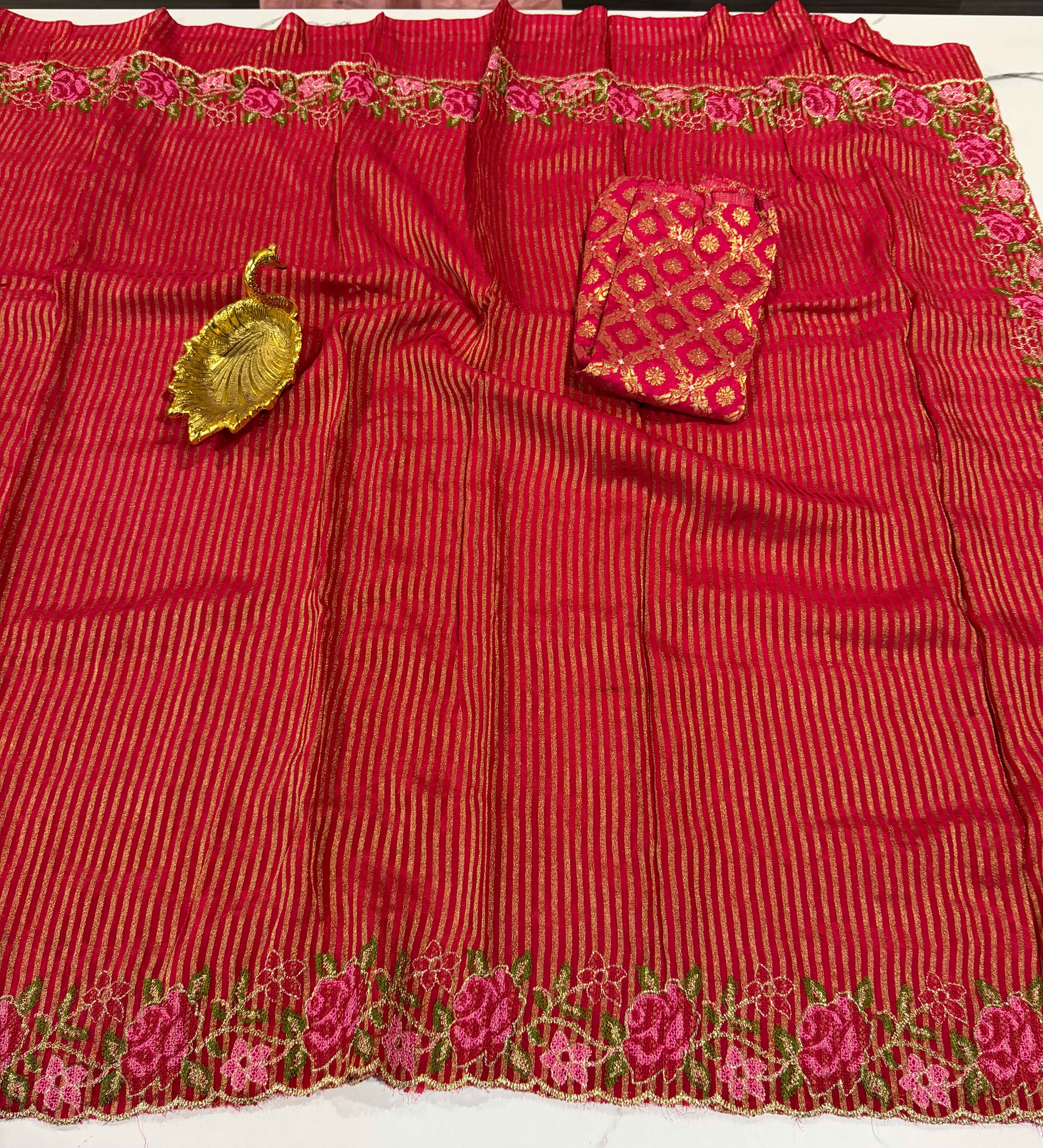 LD-T15 Banaras tissue Pettit saree pink