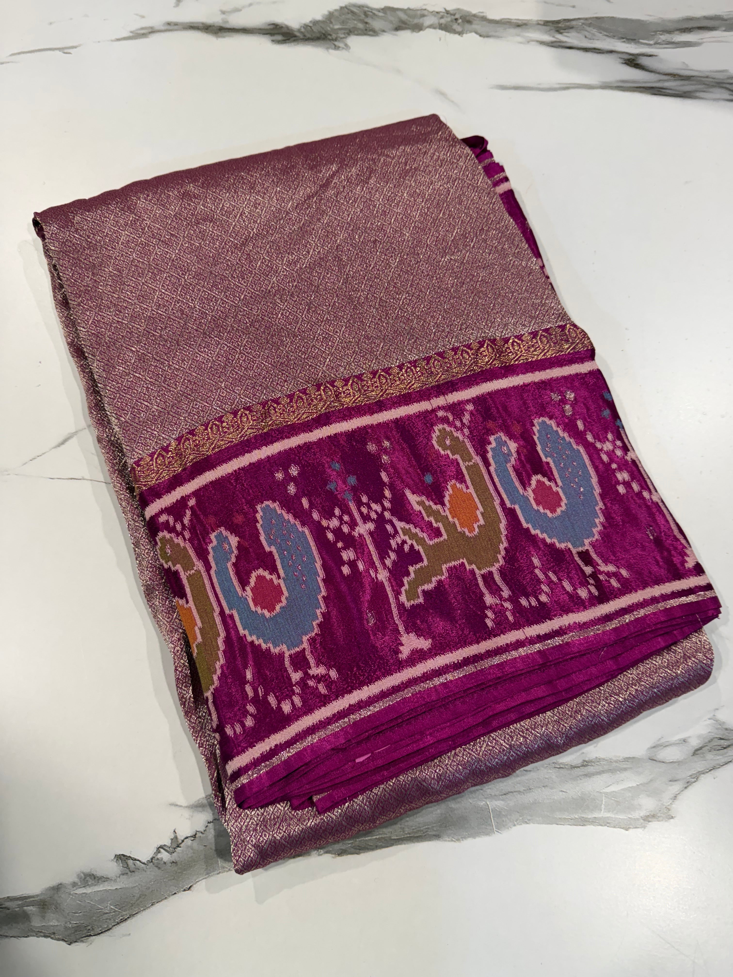 KT-5 purple colour kanchi tissue saree