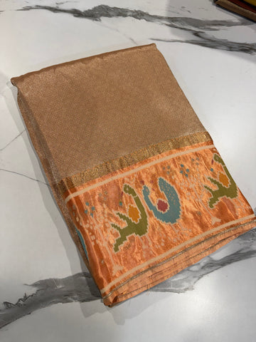 KT-5 peach colour kanchi tissue saree